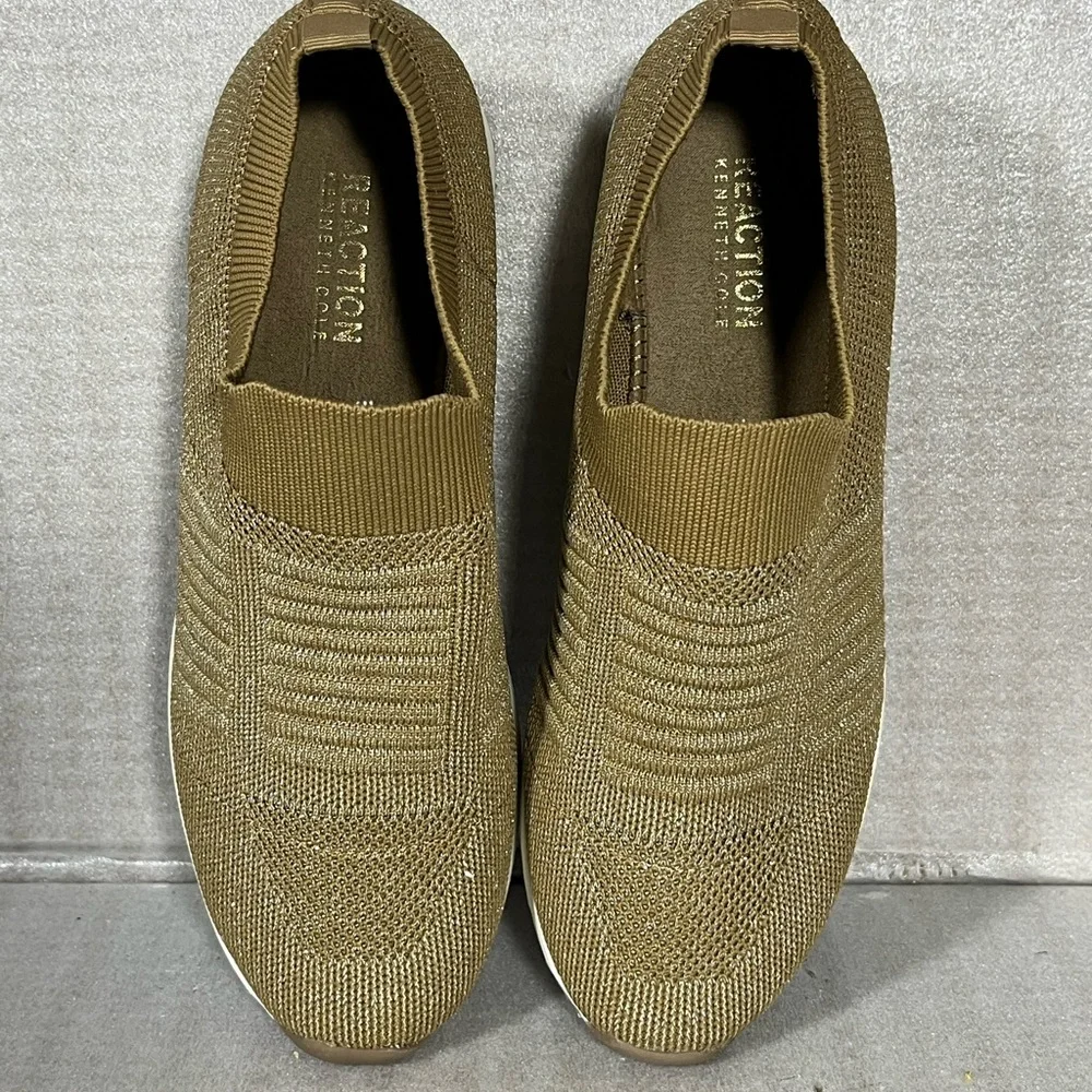 Kenneth Cole Reaction Women's Gold Sparkle Cameron Knit Sneaker Size 8M/EU39 - Picture 6 of 8